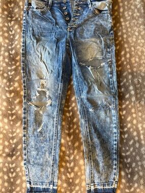 KanCan Washed Blue Distressed High-Rise Jeggings